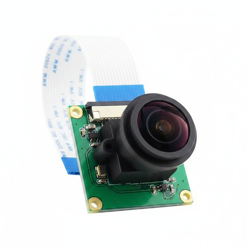Cámara Ojo de Pez 5MP para Raspberry Pi Enfoque Ajustable 175°