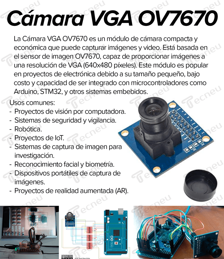 Camara Vga Ov7670 3.6x3.6CM - Tecneu