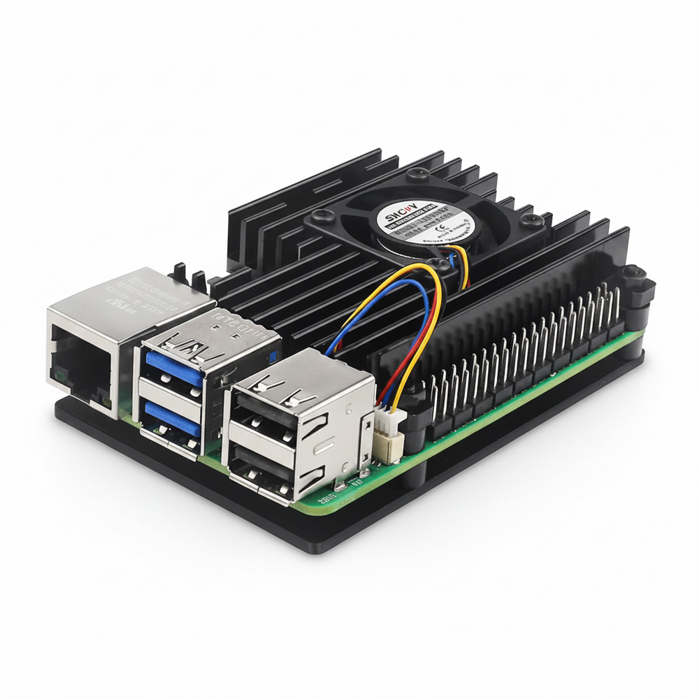 Carcasa Disipador de Aluminio con Ventilador Raspberry Pi 5