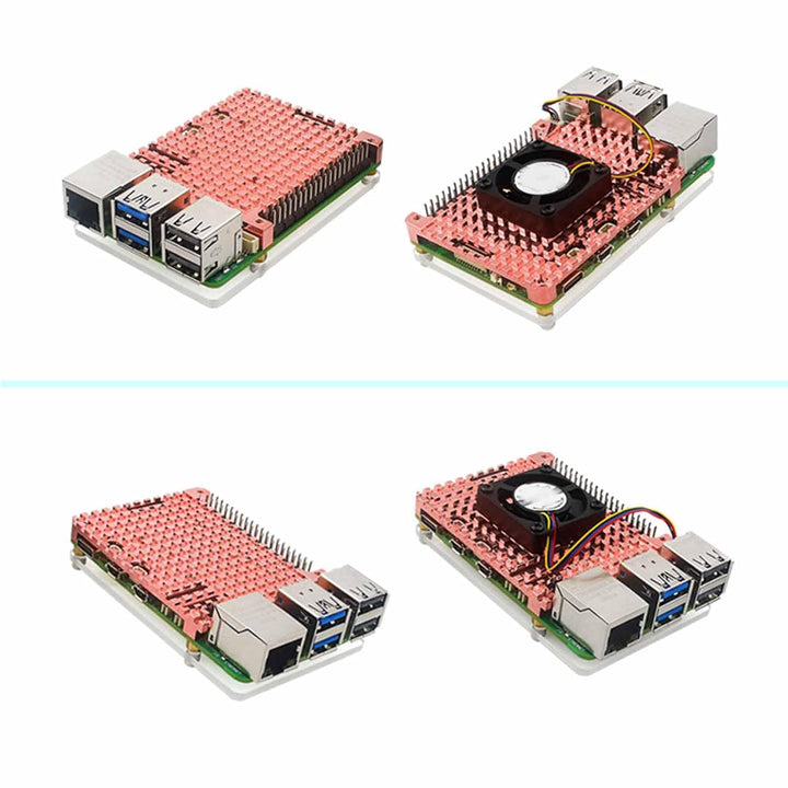 Carcasa Protector Para Raspberry Pi 5 + Disipador De Cobre + Ventilador - Tecneu