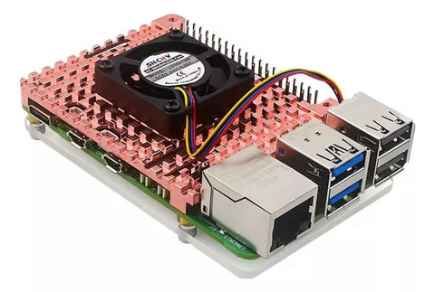 Carcasa Protector Para Raspberry Pi 5 + Disipador De Cobre + Ventilador
