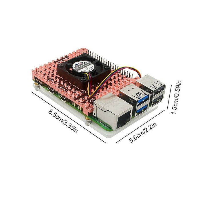 Carcasa Protector Para Raspberry Pi 5 + Disipador De Cobre + Ventilador - Tecneu