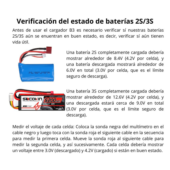 Cargador Balanceador Batería Lipo B3 20w 2s 3s 7.4v 11.1v - Tecneu