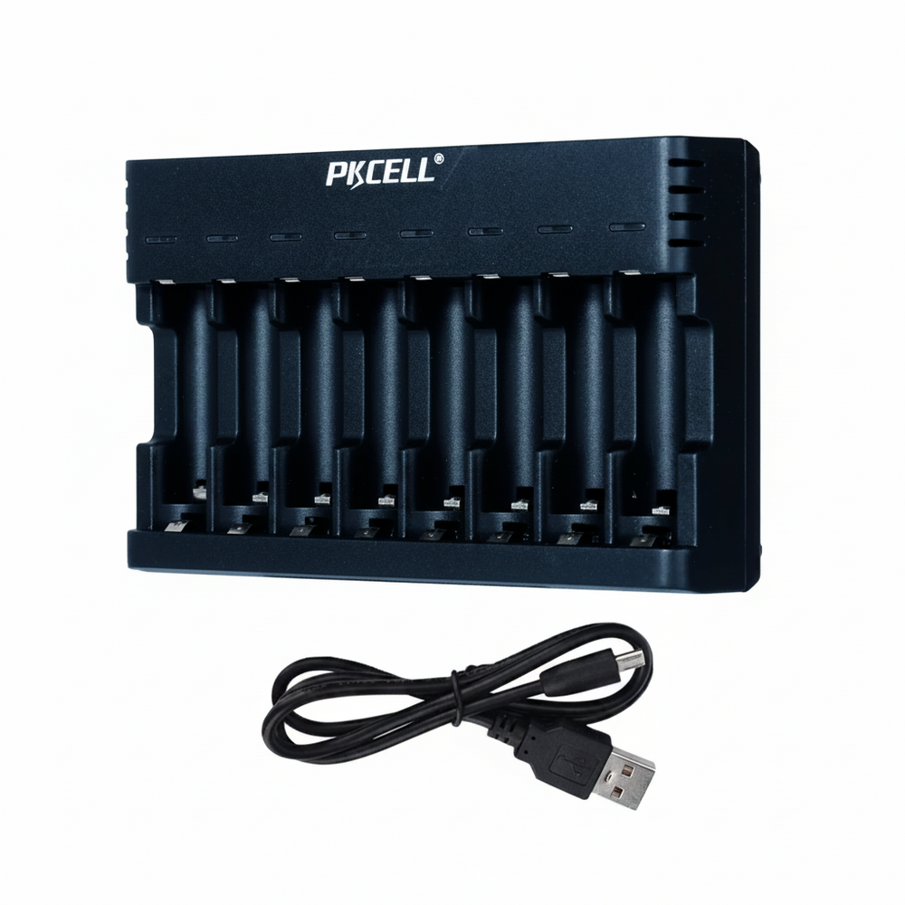 Cargador De 8 Pilas Aaa Aa Baterias Recargables Led Indicador Pk-8181