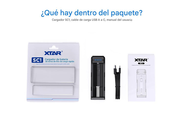 Cargador de Baterías 18650 XTAR SC1 Tipo C 2A - Tecneu