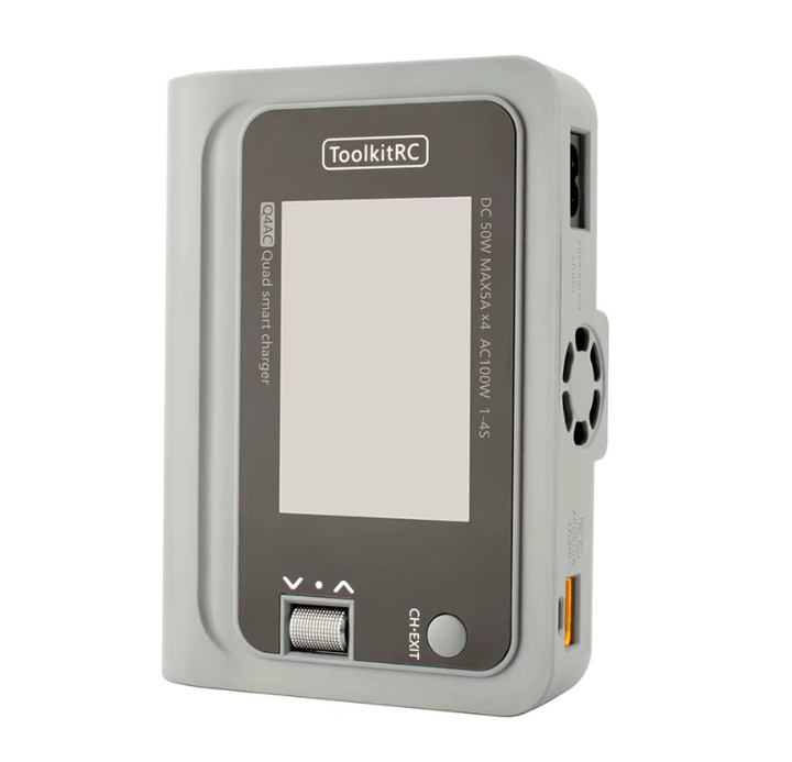 Cargador de Baterías Inteligente ToolkitRC Q4AC 4x50W 4 puertos 1 - 4S AC/DC - Tecneu