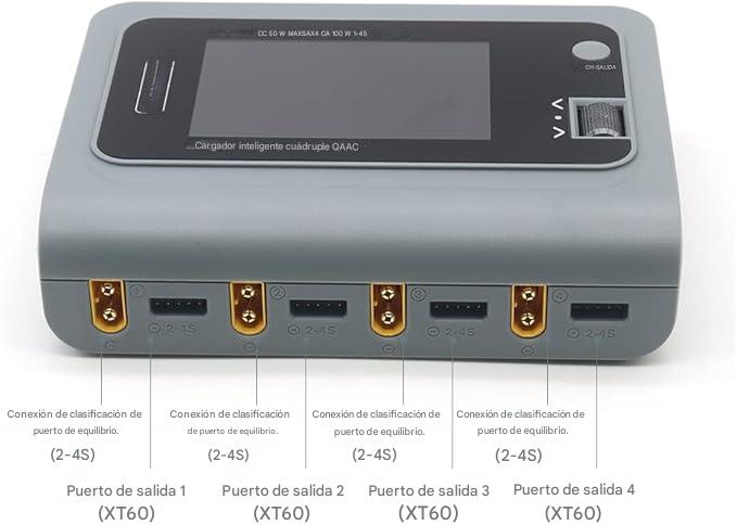 Cargador de Baterías Inteligente ToolkitRC Q4AC 4x50W 4 puertos 1 - 4S AC/DC - Tecneu
