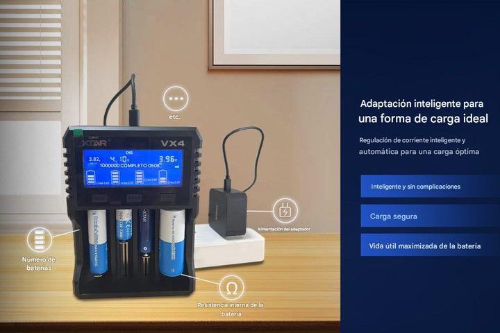 Cargador de Baterías Universal XTAR VX4 Li - ion Ni - MH LiFePO4 - Tecneu