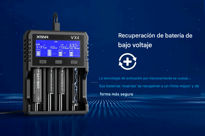 Cargador de Baterías Universal XTAR VX4 Li - ion Ni - MH LiFePO4 - Tecneu