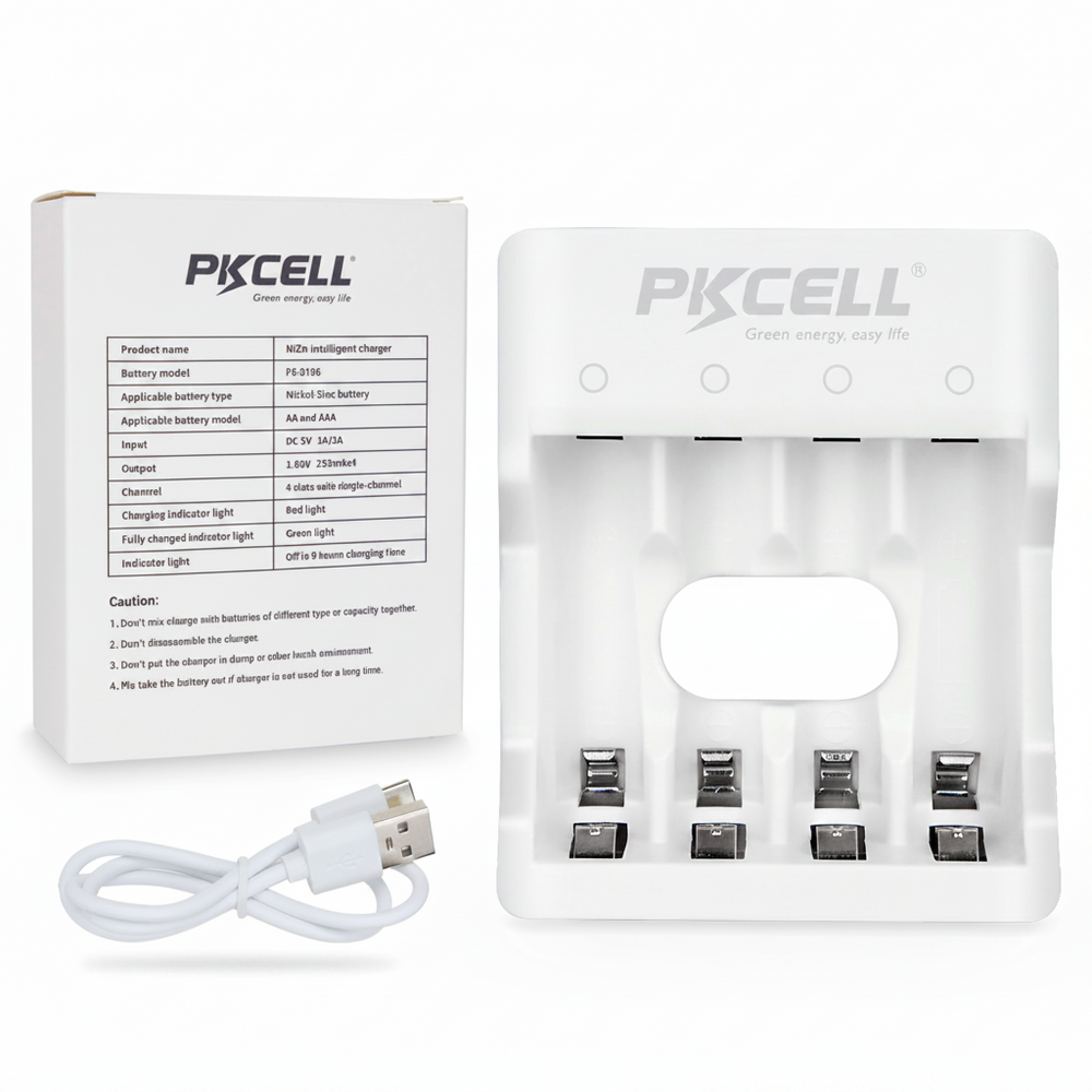 Cargador Pilas Aa Aaa PK-8186 Níquel-Zinc (NiZn) 1.88V Para 4 Baterías Recargables Pkcell® Original