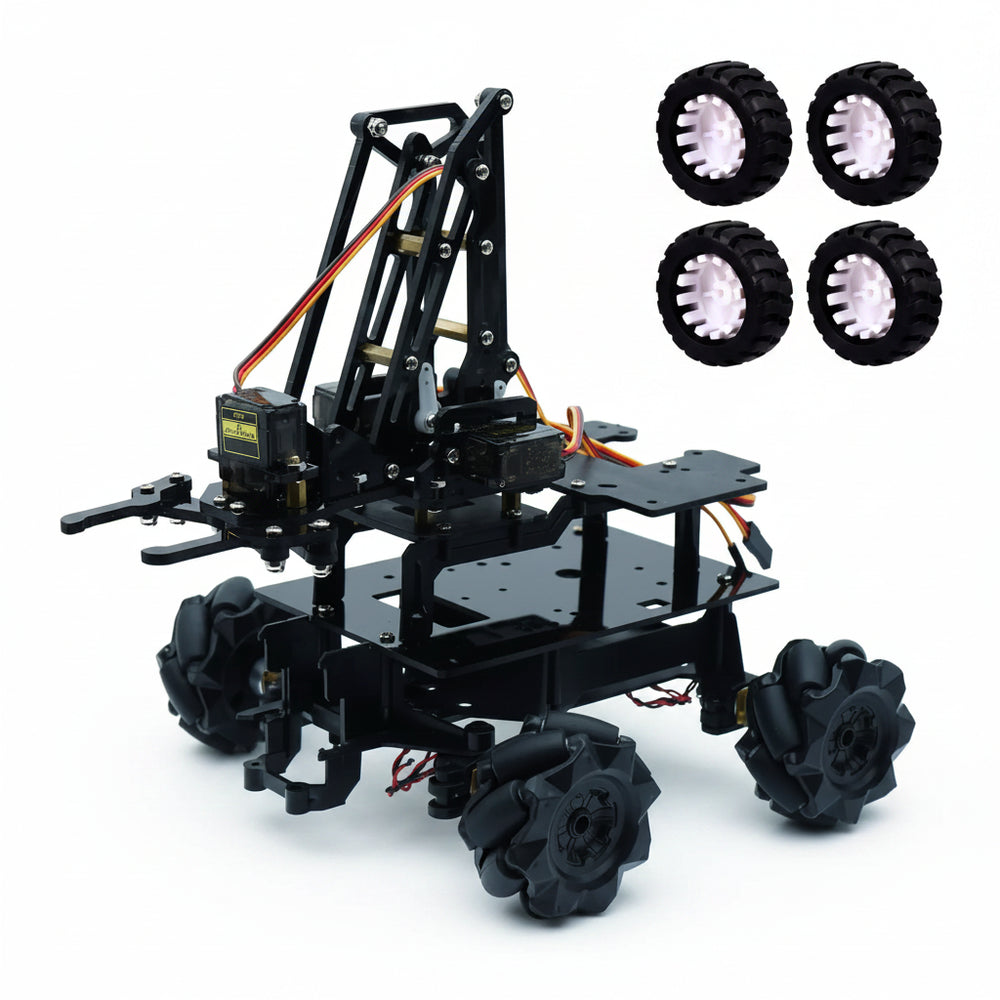 Carro Robot Omnidireccional Con Brazo y Llantas De Repuesto N20