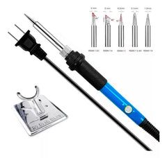 Cautín Bolígrafo 60w 110v Kit Soldadura Eléctrica Ajustable Con 5 Puntas Y Soporte