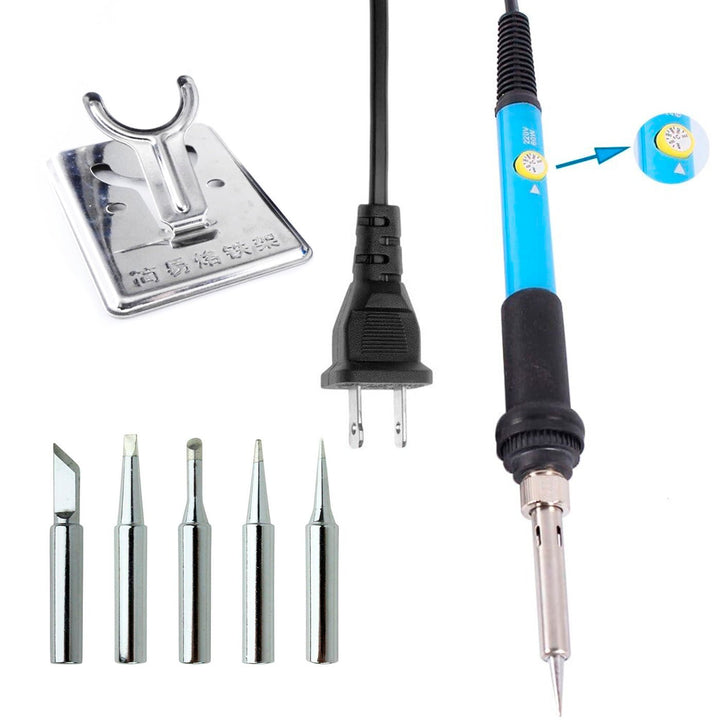 Cautín Bolígrafo 60w 110v Kit Soldadura Eléctrica Ajustable Con 5 Puntas Y Soporte - Tecneu