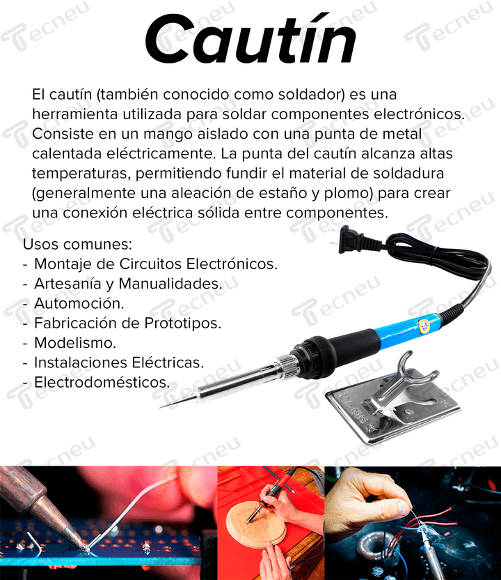 Cautín Bolígrafo 60w 110v Kit Soldadura Eléctrica Ajustable Con 5 Puntas Y Soporte - Tecneu