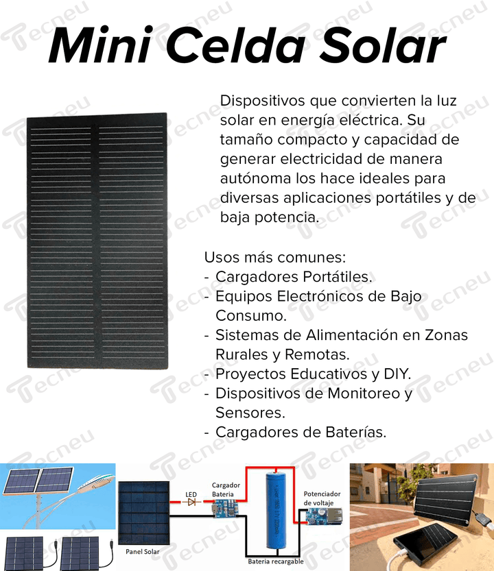 Celda Solar 5v 1w, Panel Fotovoltaico 200ma Cargador - Tecneu
