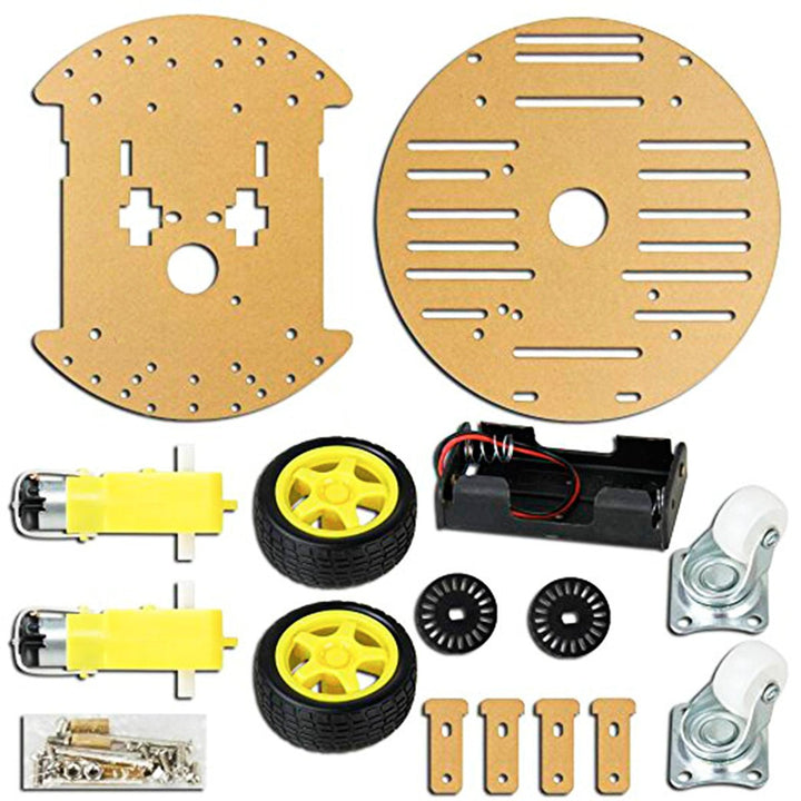 Chasis Carro Circular Kit 2 Llantas Rueda Loca Robot - Tecneu