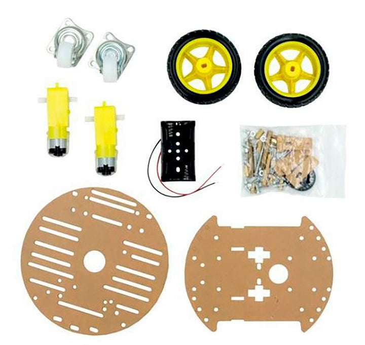 Chasis Carro Circular Kit 2 Llantas Rueda Loca Robot - Tecneu