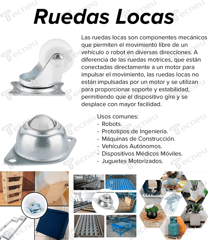 Chasis Carro Circular Kit 2 Llantas Rueda Loca Robot - Tecneu