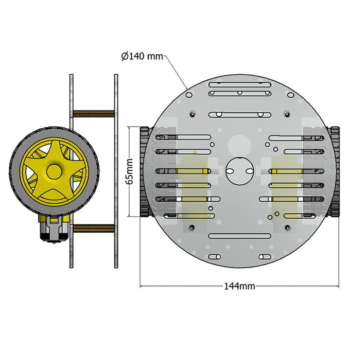 Chasis Carro Circular Kit 2 Llantas Rueda Loca Robot - Tecneu