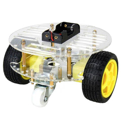 Chasis Carro Circular Kit 2 Llantas Rueda Loca Robot