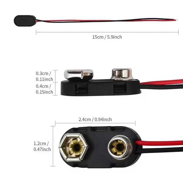 Clip de batería de 9V Conector de Clip de batería tipo Con Carcasa Vertical - Tecneu