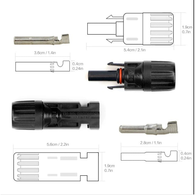 Conector Mc4 T1 Hembra Macho Panel Solar 1500 Vdc - Tecneu
