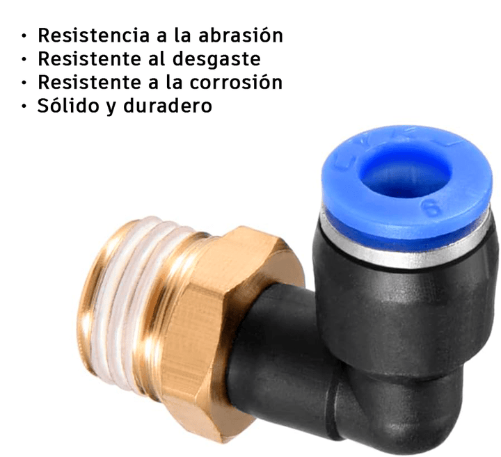 Conector Neumático en Codo Ángulo 90° PL6 - 01/02 PL8 - 01/02 1/4" 1/8" 6/8mm - Tecneu
