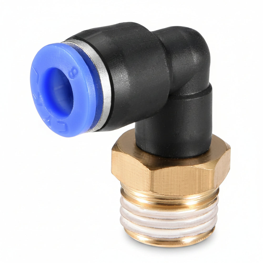 Conector Neumático en Codo Ángulo 90° PL6-01/02 PL8-01/02 1/4" 1/8" 6/8mm