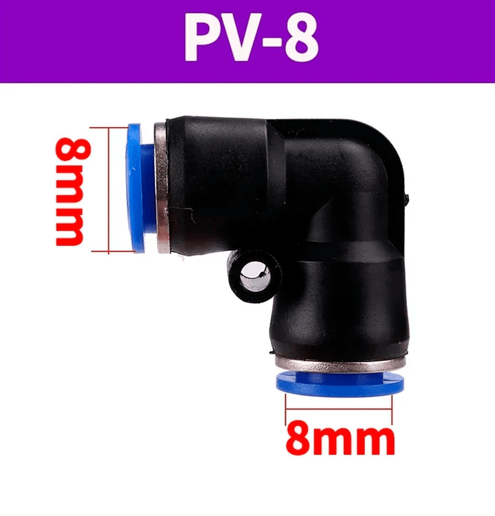 Conector Neumático Racor Codo 90° PV6/PV8 para Manguera de 6mm - 8mm - Tecneu