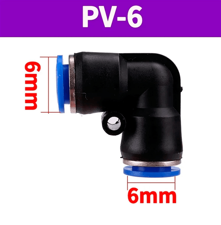 Conector Neumático Racor Codo 90° PV6/PV8 para Manguera de 6mm - 8mm - Tecneu
