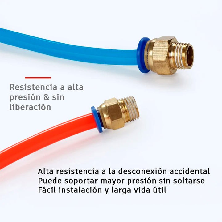 Conector Neumático Rápido PC de Latón con rosca NPT para Manguera - Tecneu