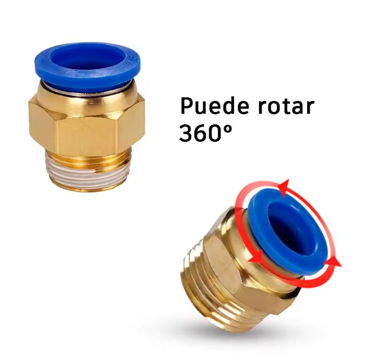 Conector Neumático Rápido PC de Latón con rosca NPT para Manguera - Tecneu