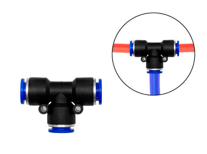 Conector Racor Neumático en “T” PE6/PE8 para Manguera de 6/8mm Rápido - Tecneu