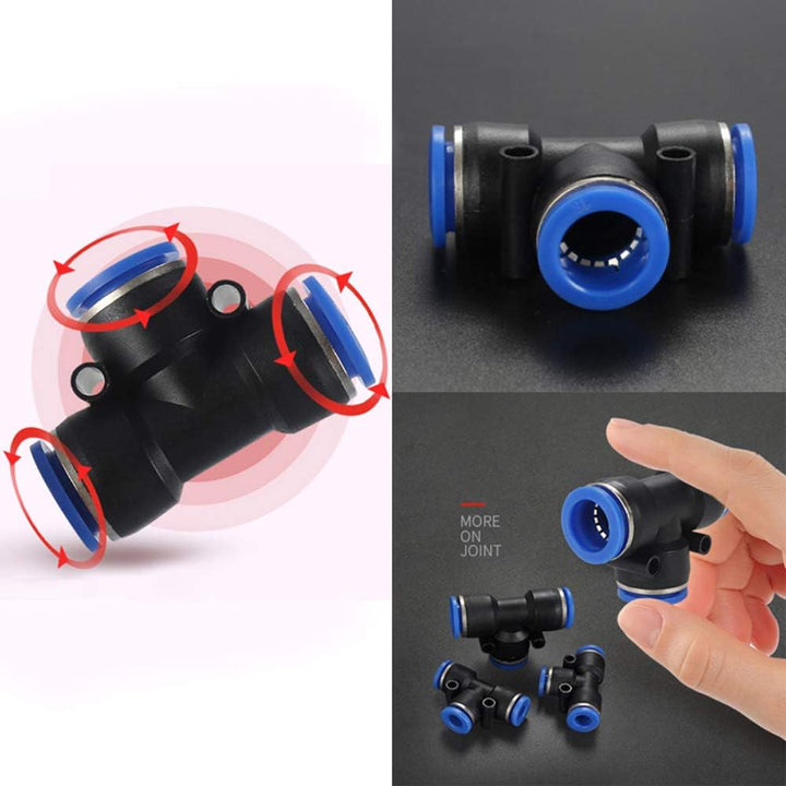 Conector Racor Neumático en “T” PE6/PE8 para Manguera de 6/8mm Rápido - Tecneu