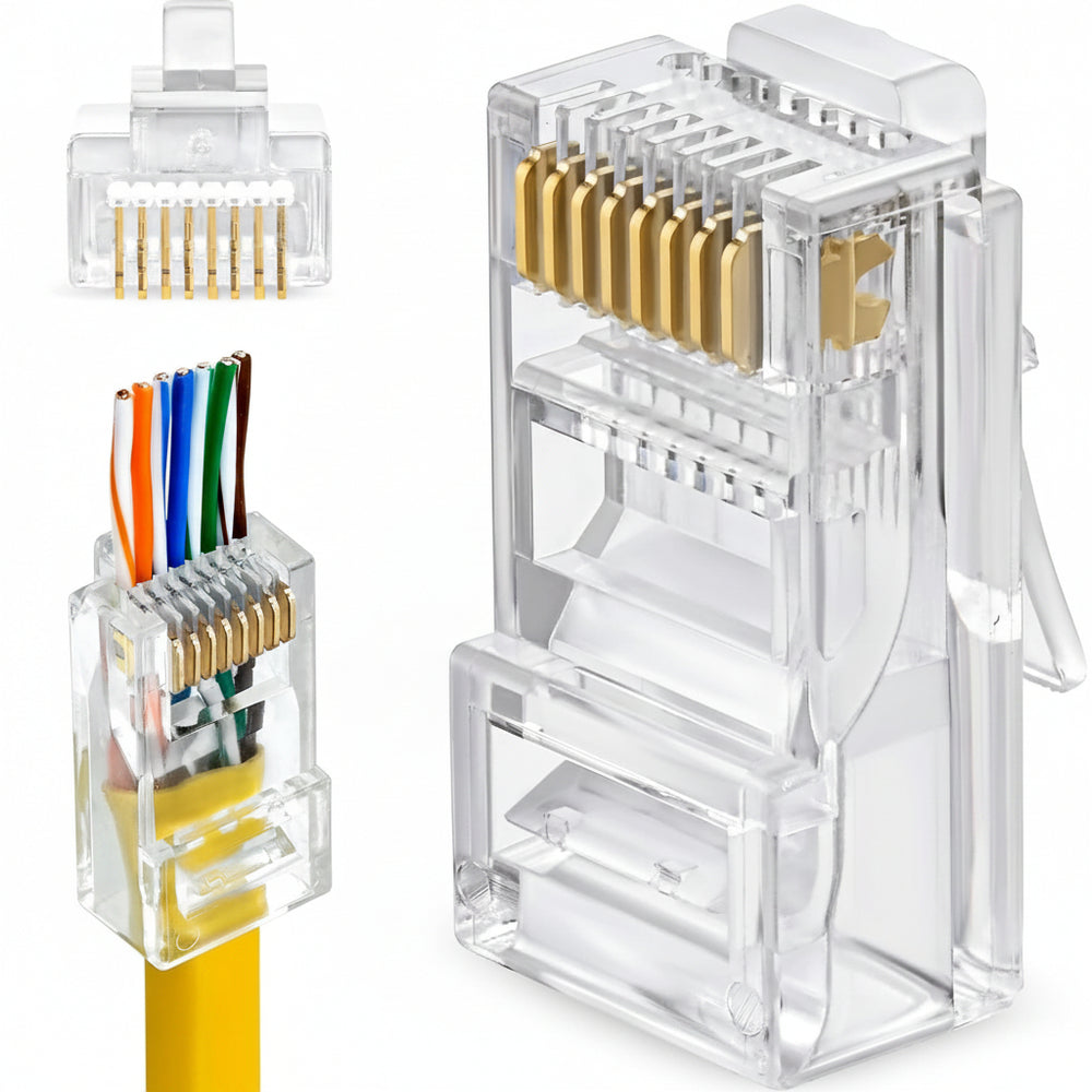 Conector RJ45 CAT6 Chapado en Oro para UTP Ethernet