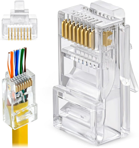 Conector RJ45 CAT6 Chapado en Oro para UTP Ethernet