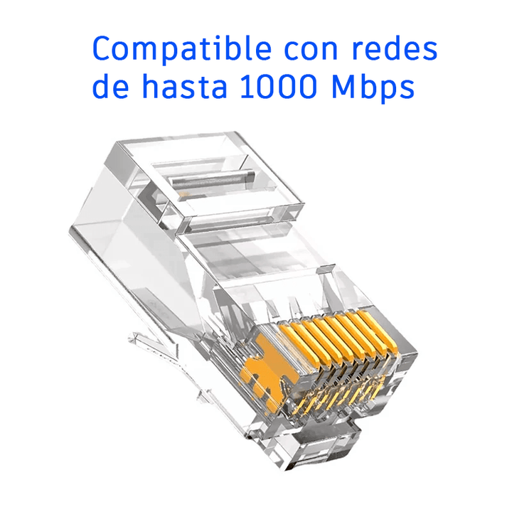 Conector RJ45 CAT6 Chapado en Oro para UTP Ethernet - Tecneu