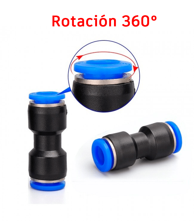 Conector Unión Recta Neumática PU para Manguera 6/8mm 1MPa - Tecneu