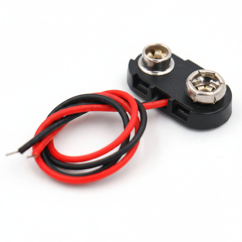 Conectores De Batería 9v Clip En T Con Carcasa Cable 15cm