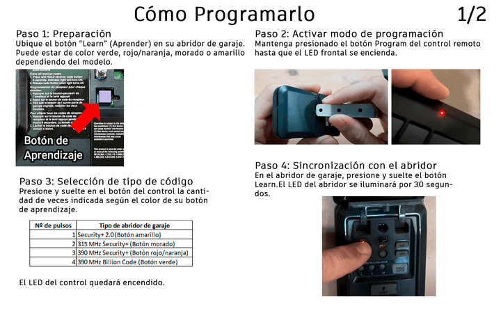 Control remoto para puerta de garaje 893MAX Universal Multifrecuencia con Batería - Tecneu