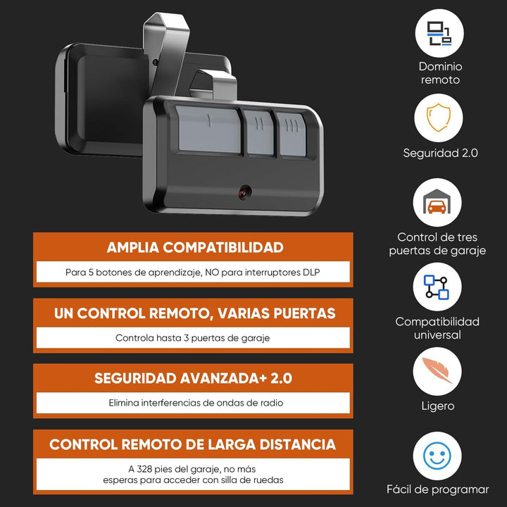 Control remoto para puerta de garaje 893MAX Universal Multifrecuencia con Batería - Tecneu