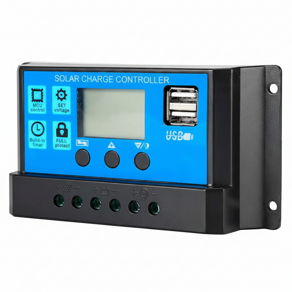 Controlador De Carga Solar 10a 12v/24v Pwm, Lcd, Usb 5v Dual