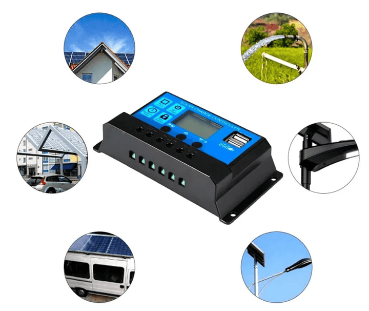 Controlador De Carga Solar 30a 12v/24v Pwm, Lcd, Usb 5v Dual - Tecneu