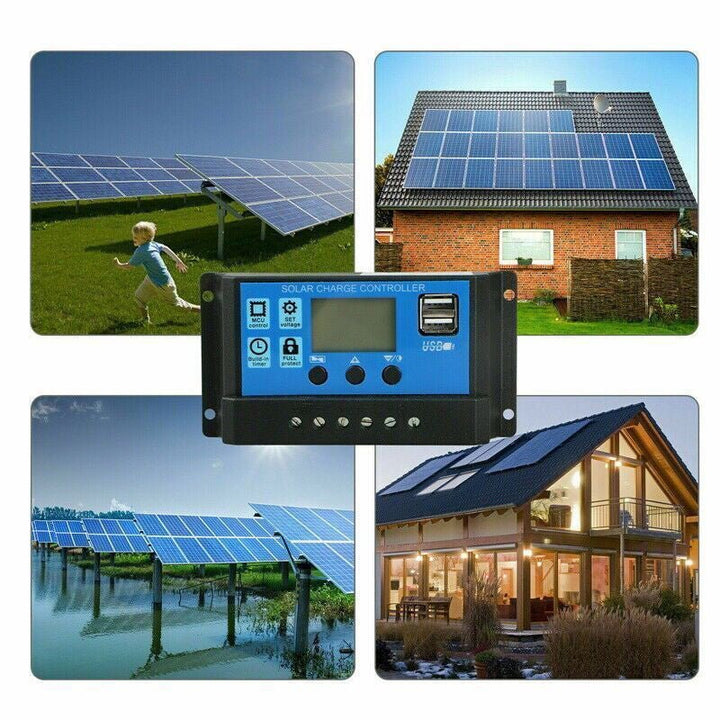 Controlador De Carga Solar 30a 12v/24v Pwm, Lcd, Usb 5v Dual - Tecneu
