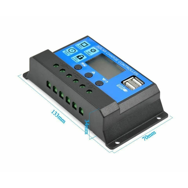 Controlador De Carga Solar 30a 12v/24v Pwm, Lcd, Usb 5v Dual - Tecneu