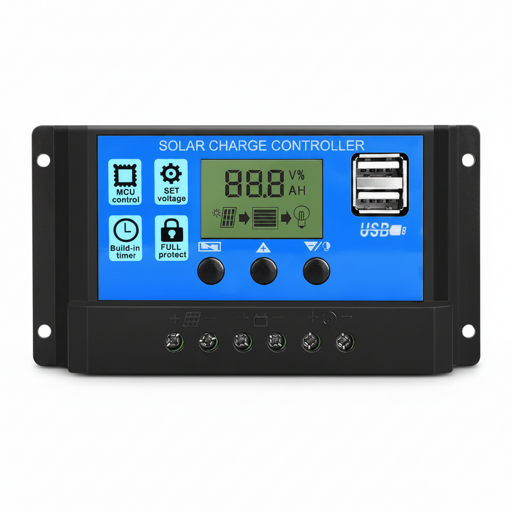 Controlador De Carga Solar 30a 12v/24v Pwm, Lcd, Usb 5v Dual