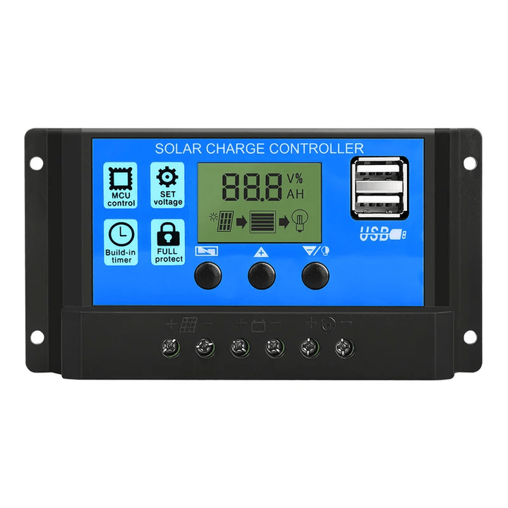 Controlador De Carga Solar 30a 12v/24v Pwm, Lcd, Usb 5v Dual - Tecneu