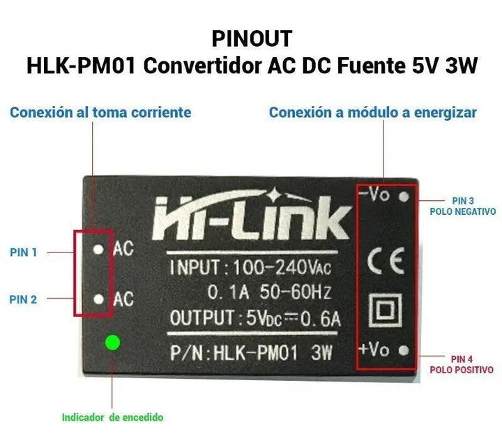 Convertidor Ac Dc Fuente 5v Hlk - pm01 - Tecneu
