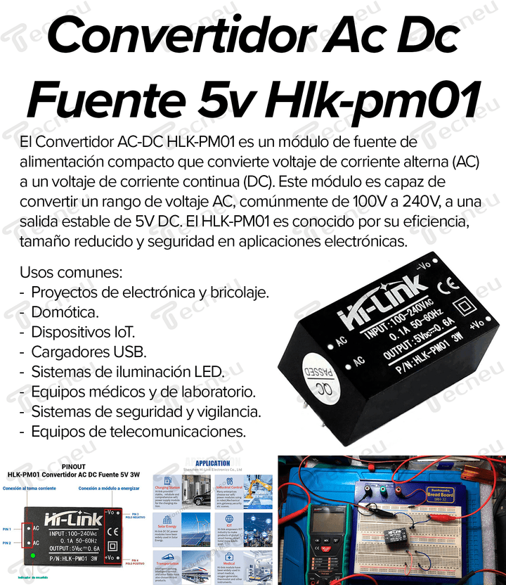 Convertidor Ac Dc Fuente 5v Hlk - pm01 - Tecneu