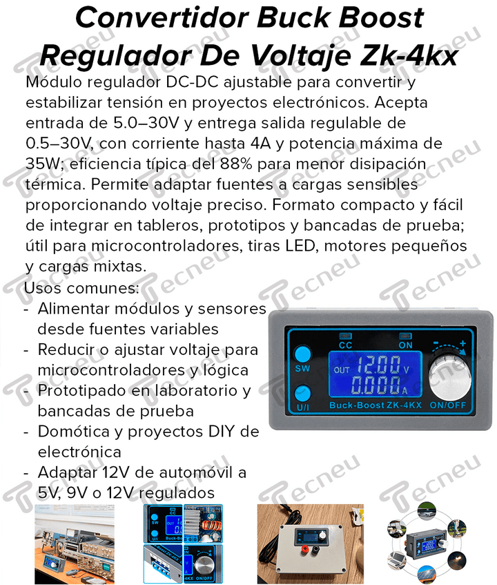 Convertidor Regulable 30v 35w Zk - 4kx Buck Boost - Tecneu